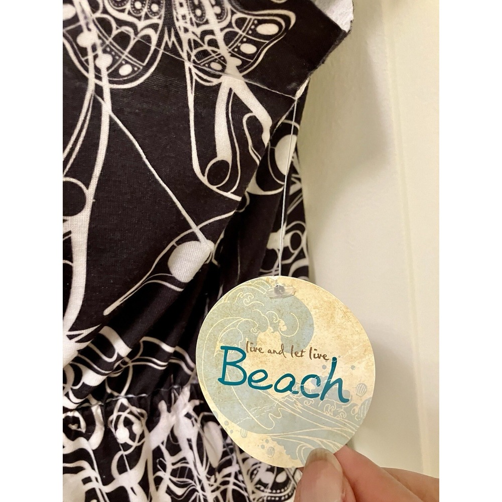 Live And Let Live NWT White Brown Floral Beach Shirt Coverup Large Boho Women’s - Picture 4 of 7
